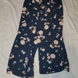 Torrid Navy Floral Wide Leg Pants